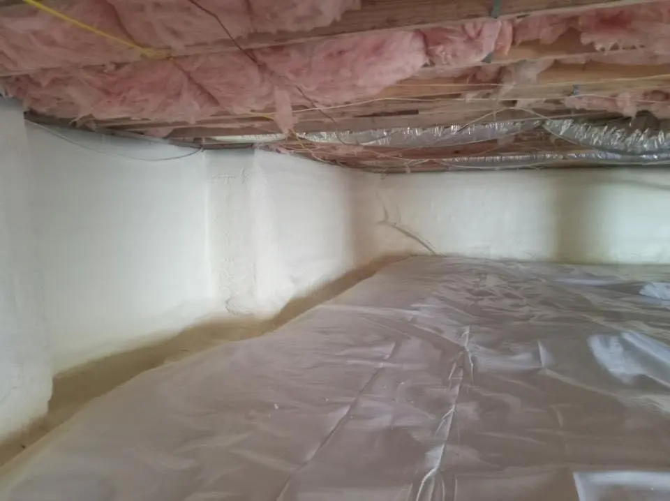 Crawl space encapsulation with closed-cell spray foam for Attic Insulation in North Elba